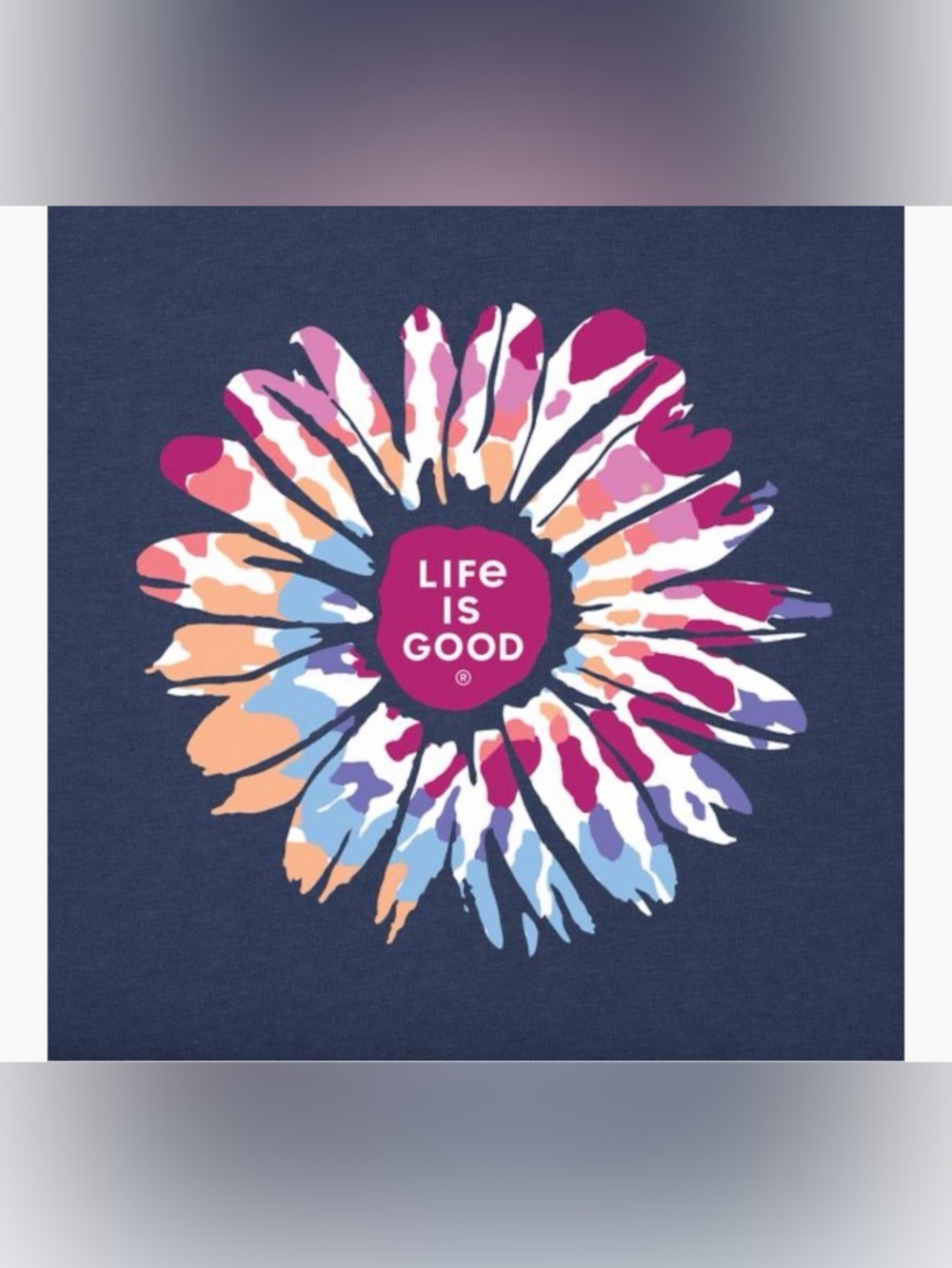LIFE IS GOOD TIE DYE DAISY TEE BLUE WOMEN’S SMALL - Picture 2 of 7